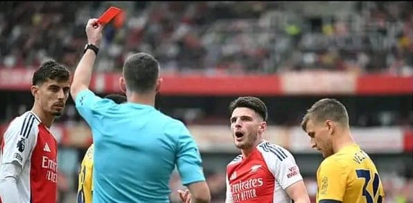 Explained. How Many Games Declan Rice Will Miss After Receiving Two Yellow Cards.