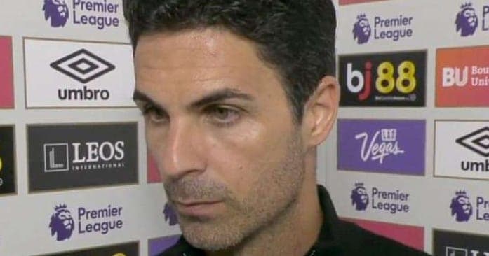 Arsenal manager Mikel Arteta reacts to Bournemouth defeat