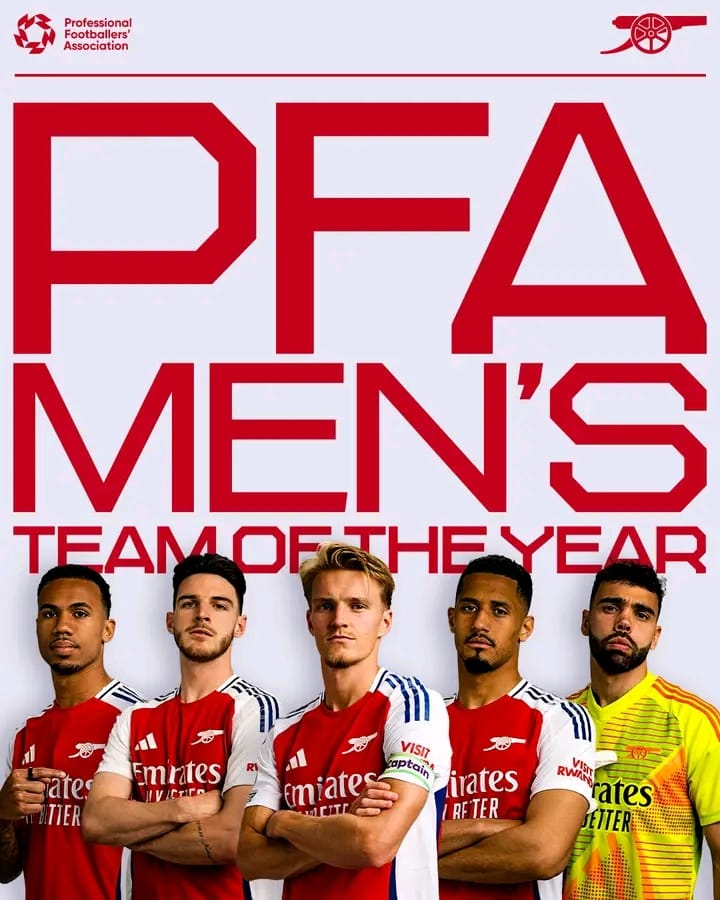 Five Gunners Feature in PFA Team of the Year. 1724193196032